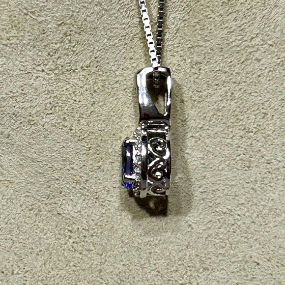 D’Joy Tanzanite & White Zircon Necklace, Rhodium & 18kt Gold Over 925 Silver - Picture 4 of 4